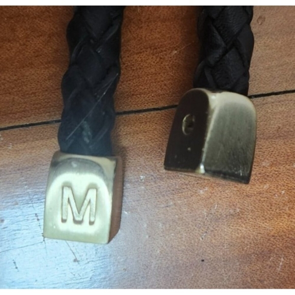 Michael Kors Black Leather Braided Handle Tote Satchel Whipstitch Grommet Large - Picture 10 of 16